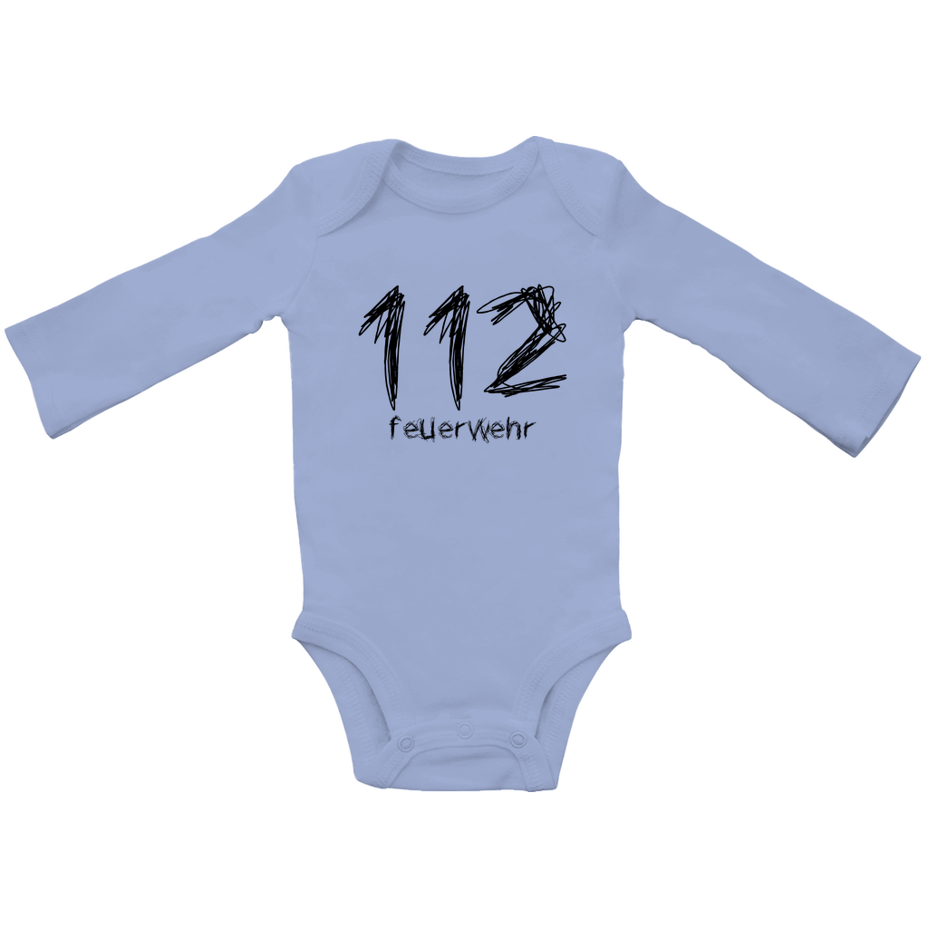 Baby Bio Bodysuite Langarm - 112 Feuerwehr Gekritzel