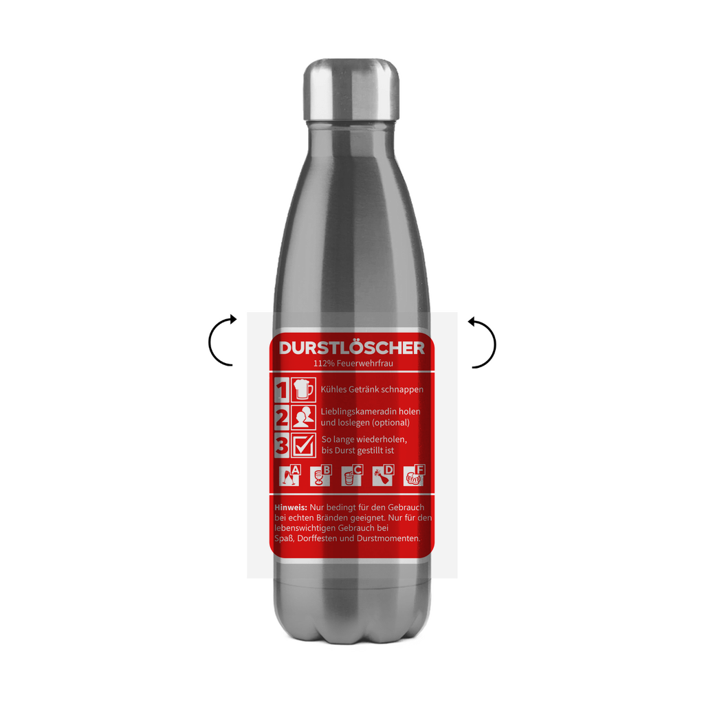 Edelstahl-Thermoflasche - Durstlöscher Feuerwehrfrau