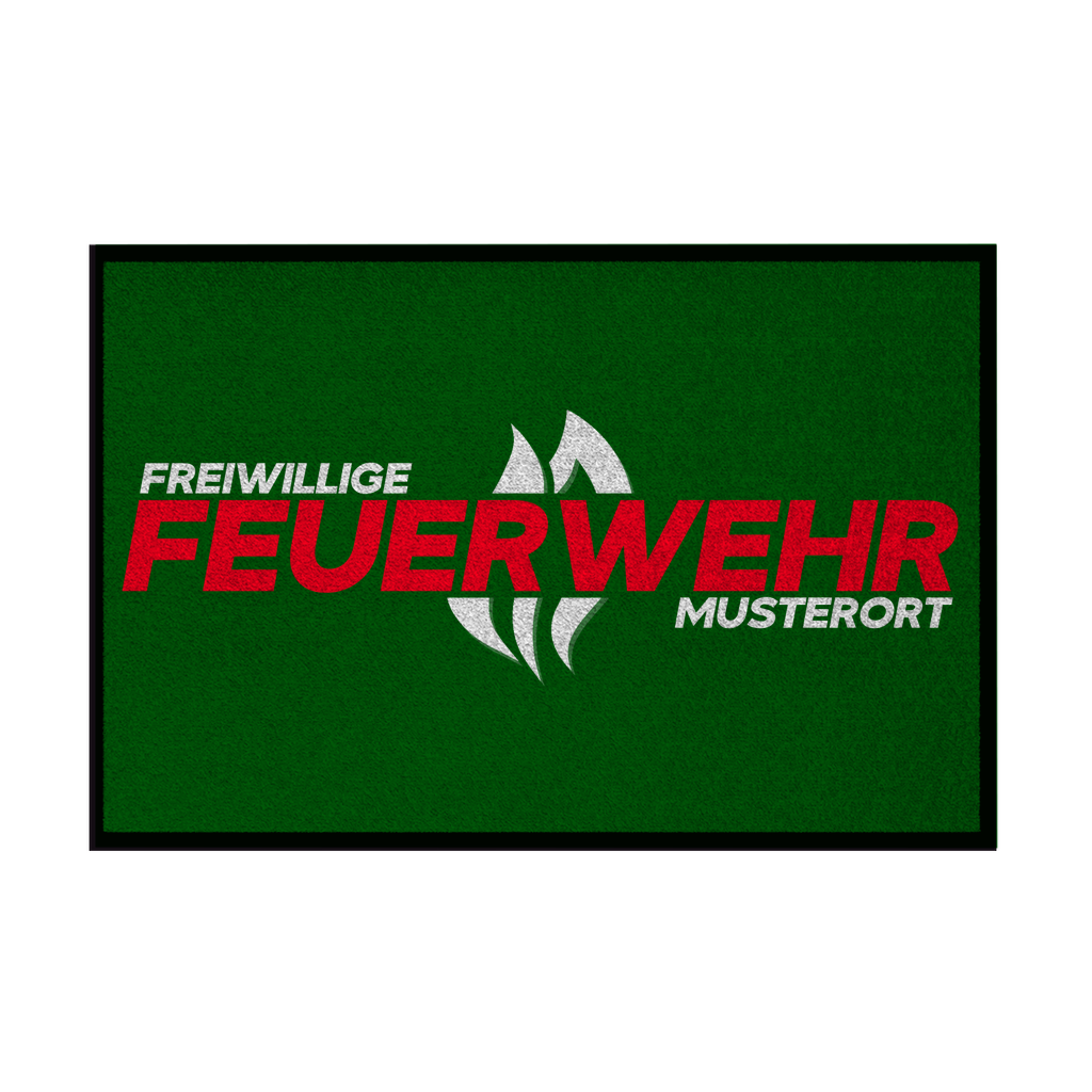 Fußmatte mit Gummirand - Flamme Freiwillige Feuerwehr Rot (Personalisierbar)