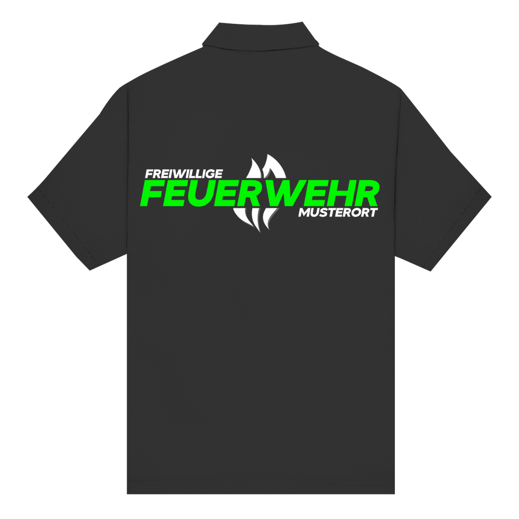 Unisex Poloshirt - Flamme Freiwillige Feuerwehr Grün (Personalisierbar)