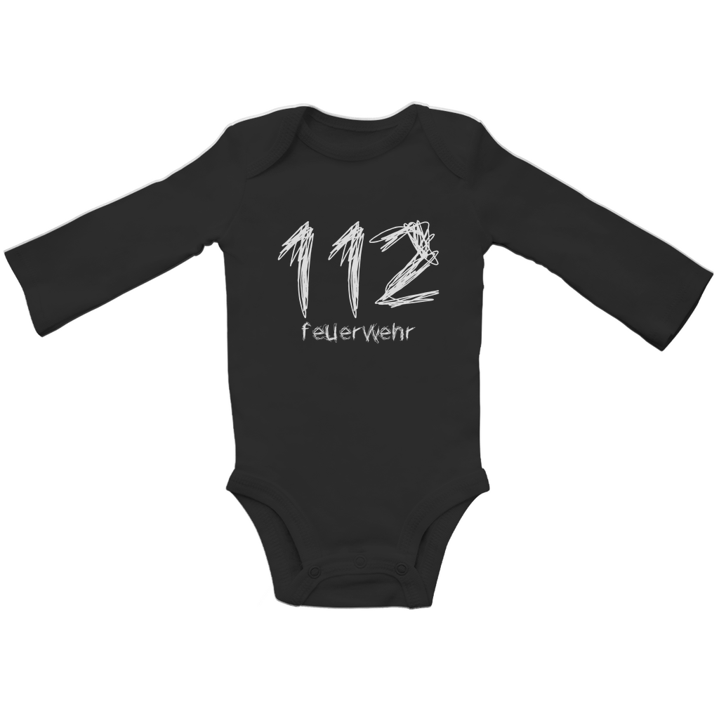 Baby Bio Bodysuite Langarm - 112 Feuerwehr Gekritzel