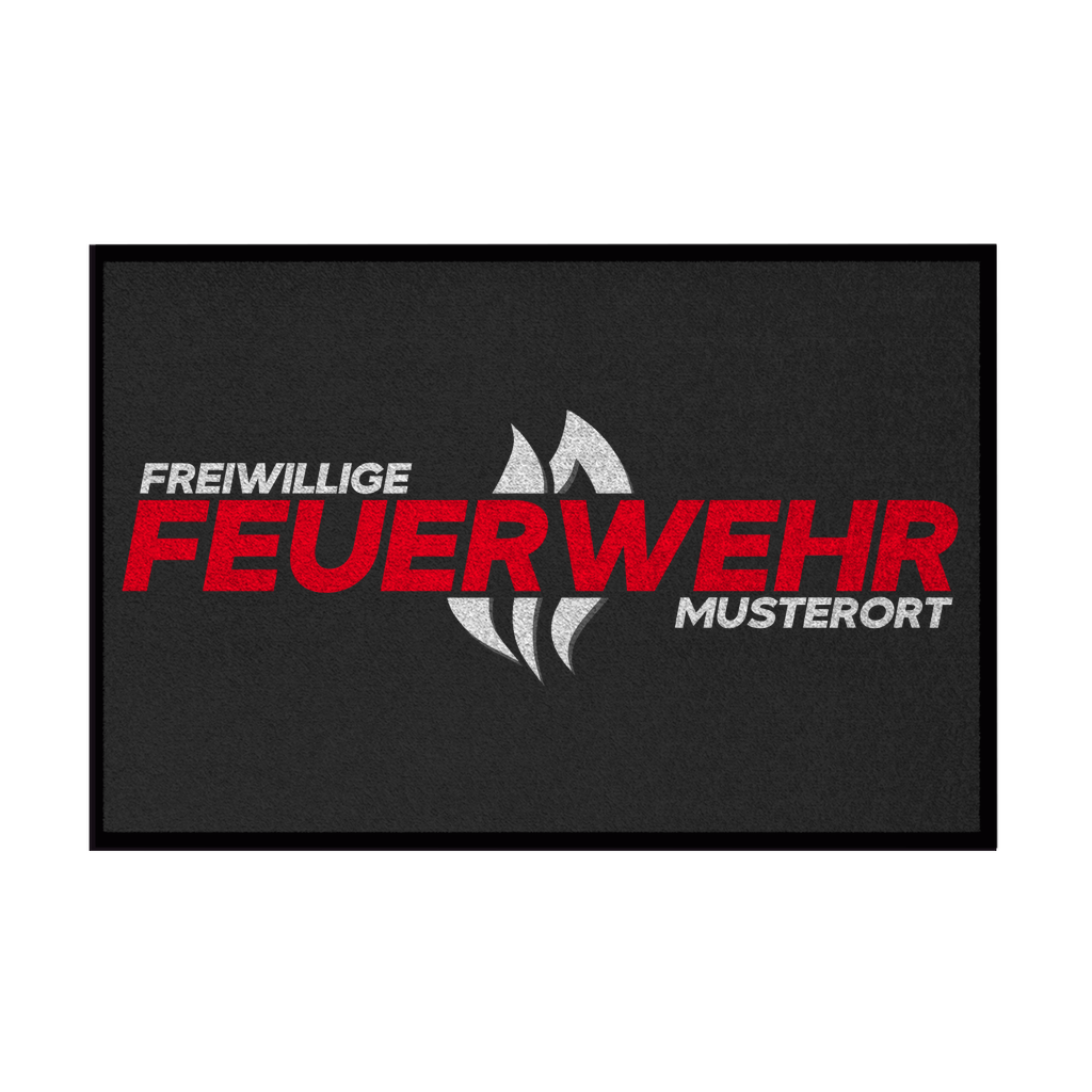 Fußmatte mit Gummirand - Flamme Freiwillige Feuerwehr Rot (Personalisierbar)