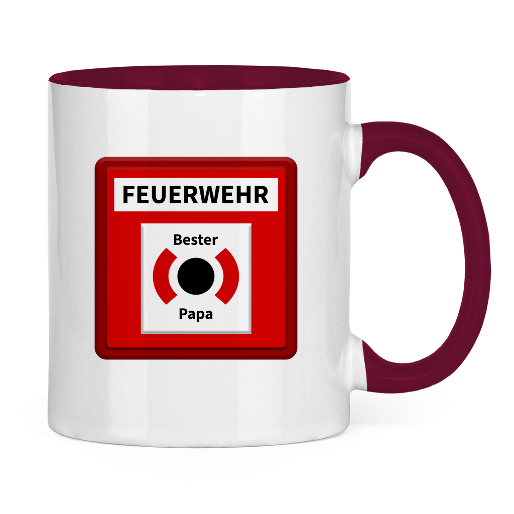 Tasse zweifarbig - Brandmelder Bester Papa