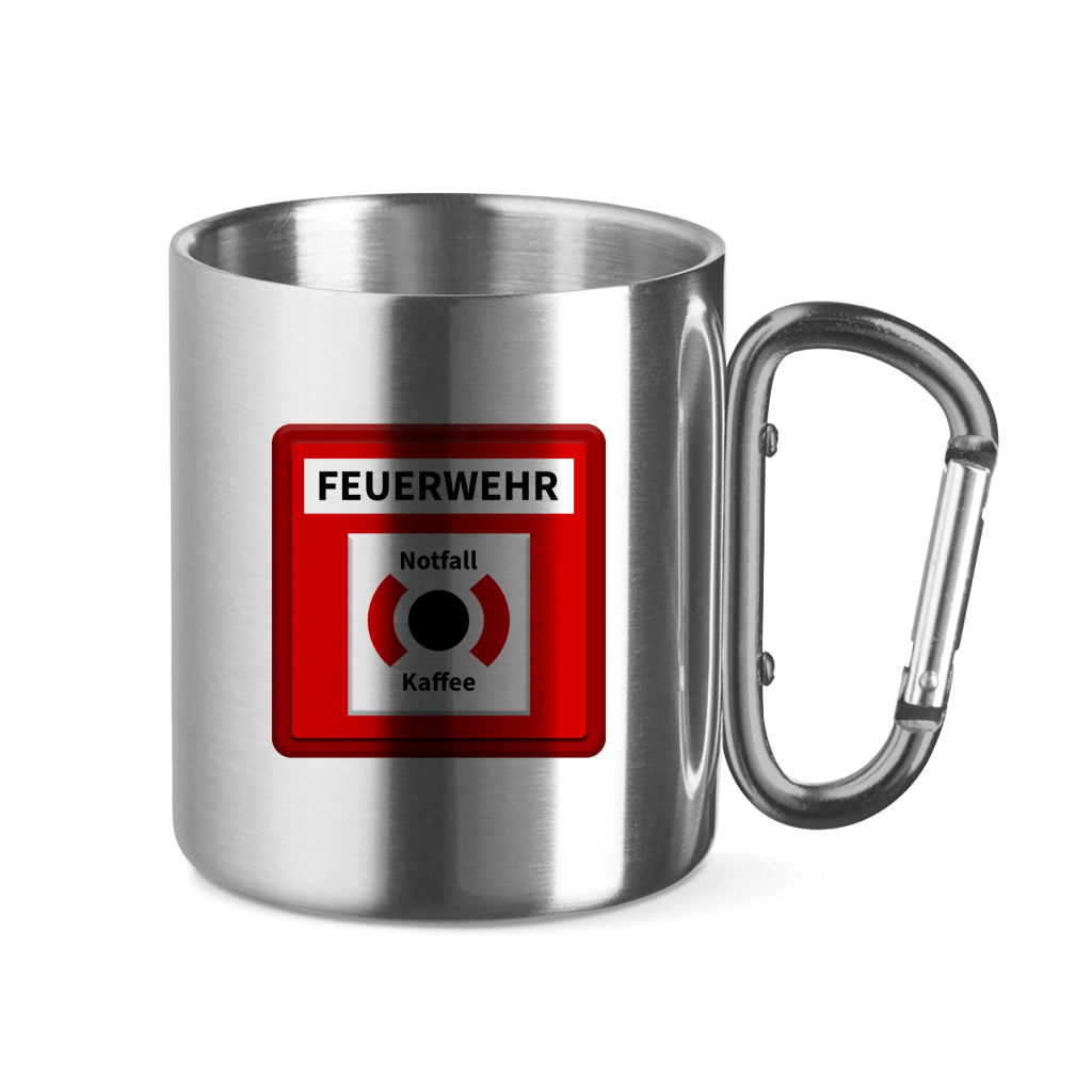 Edelstahltasse mit Karabinergriff - Brandmelder