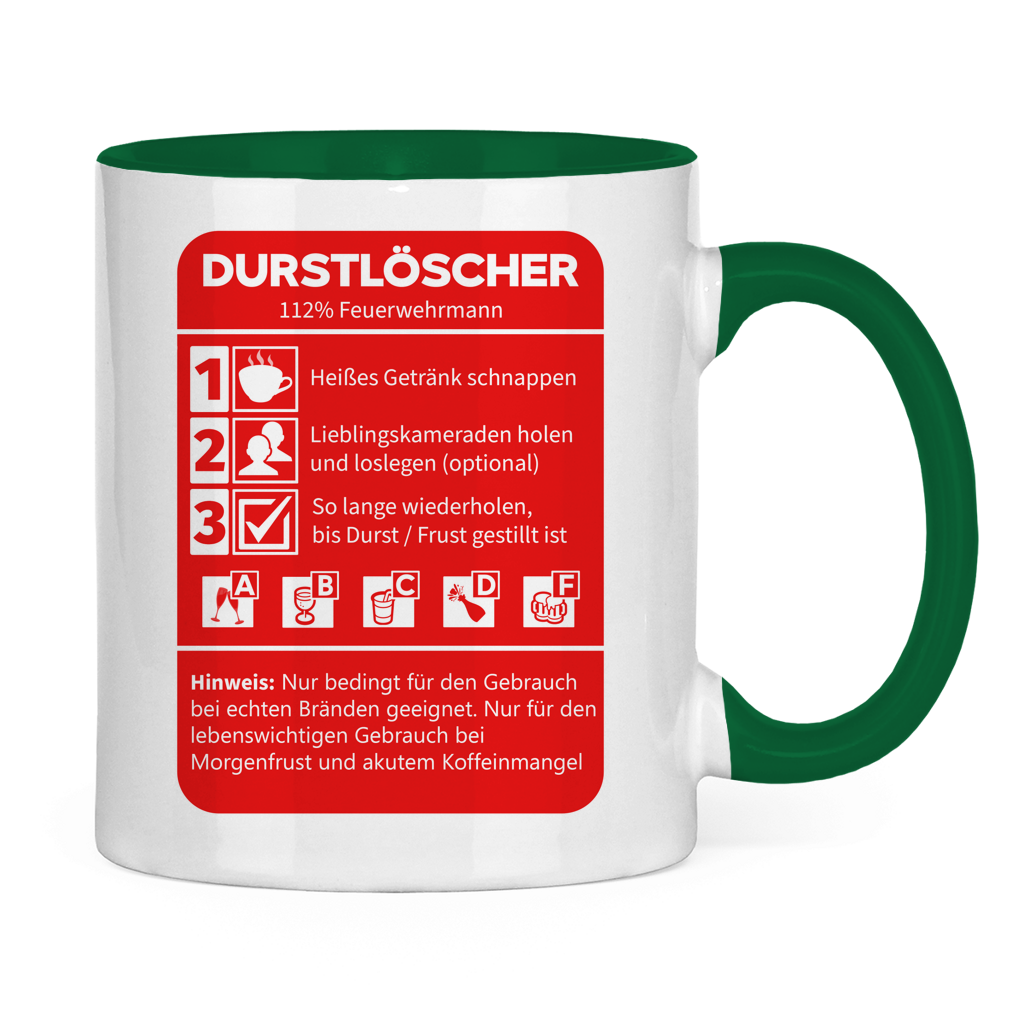 Tasse zweifarbig - Morgen Durstlöscher Feuerwehrmann