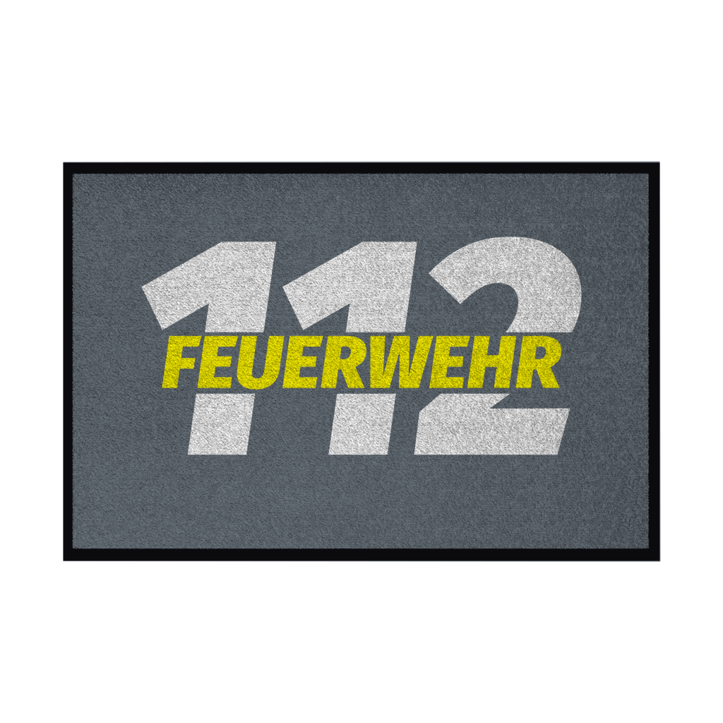 Fußmatte mit Gummirand - 112 Feuerwehr Gelb