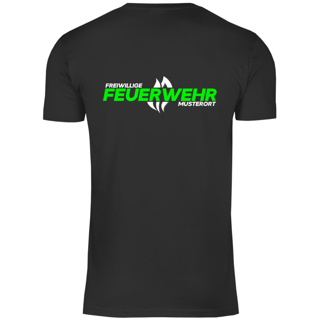 Herren T-Shirt - Flamme Freiwillige Feuerwehr Grün (Personalisierbar)