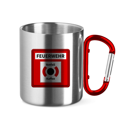 Edelstahltasse mit Karabinergriff - Brandmelder