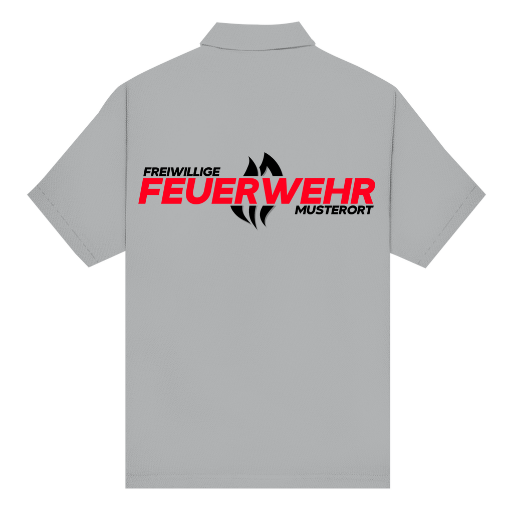 Unisex Poloshirt - Flamme Freiwillige Feuerwehr Rot (Personalisierbar)