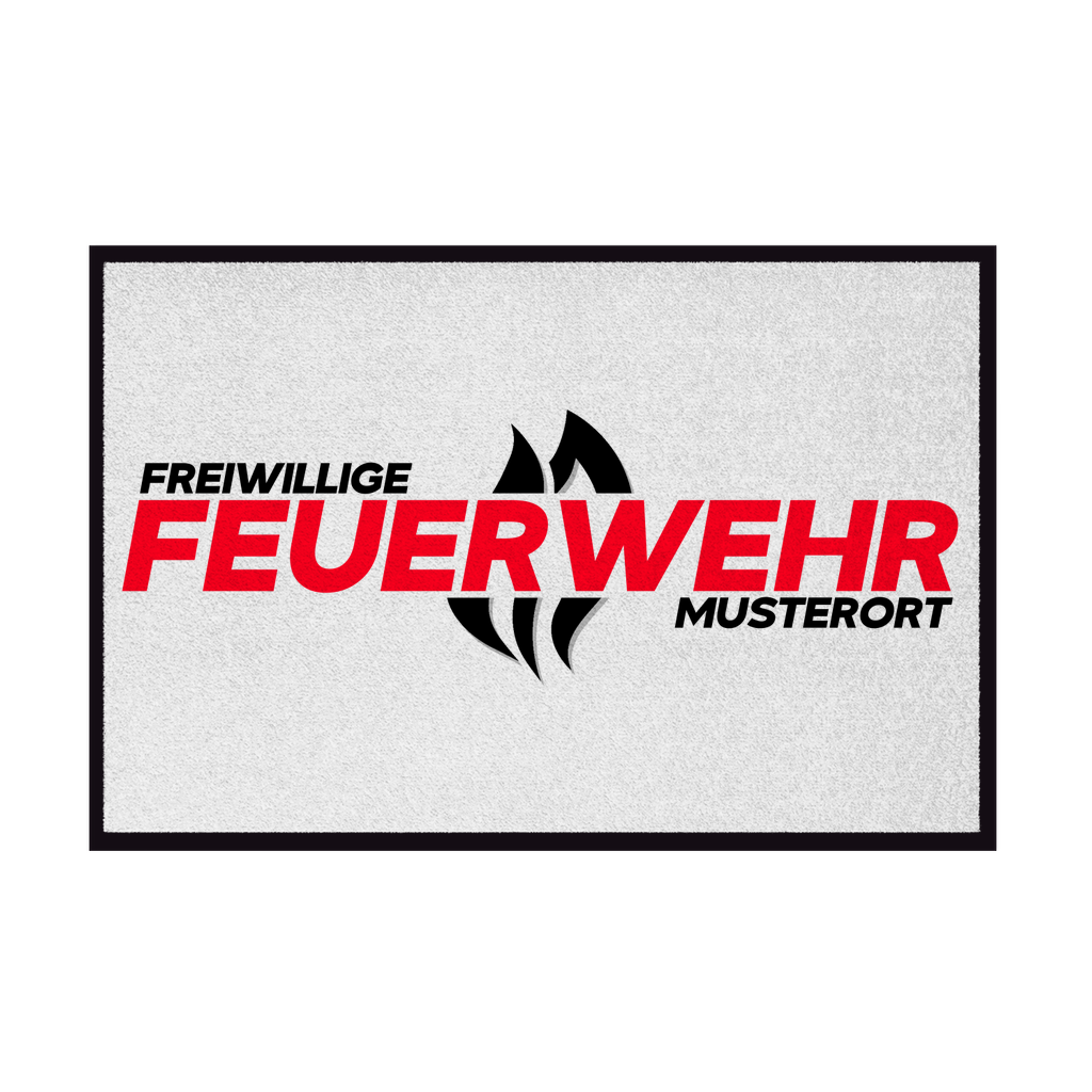 Fußmatte mit Gummirand - Flamme Freiwillige Feuerwehr Rot (Personalisierbar)