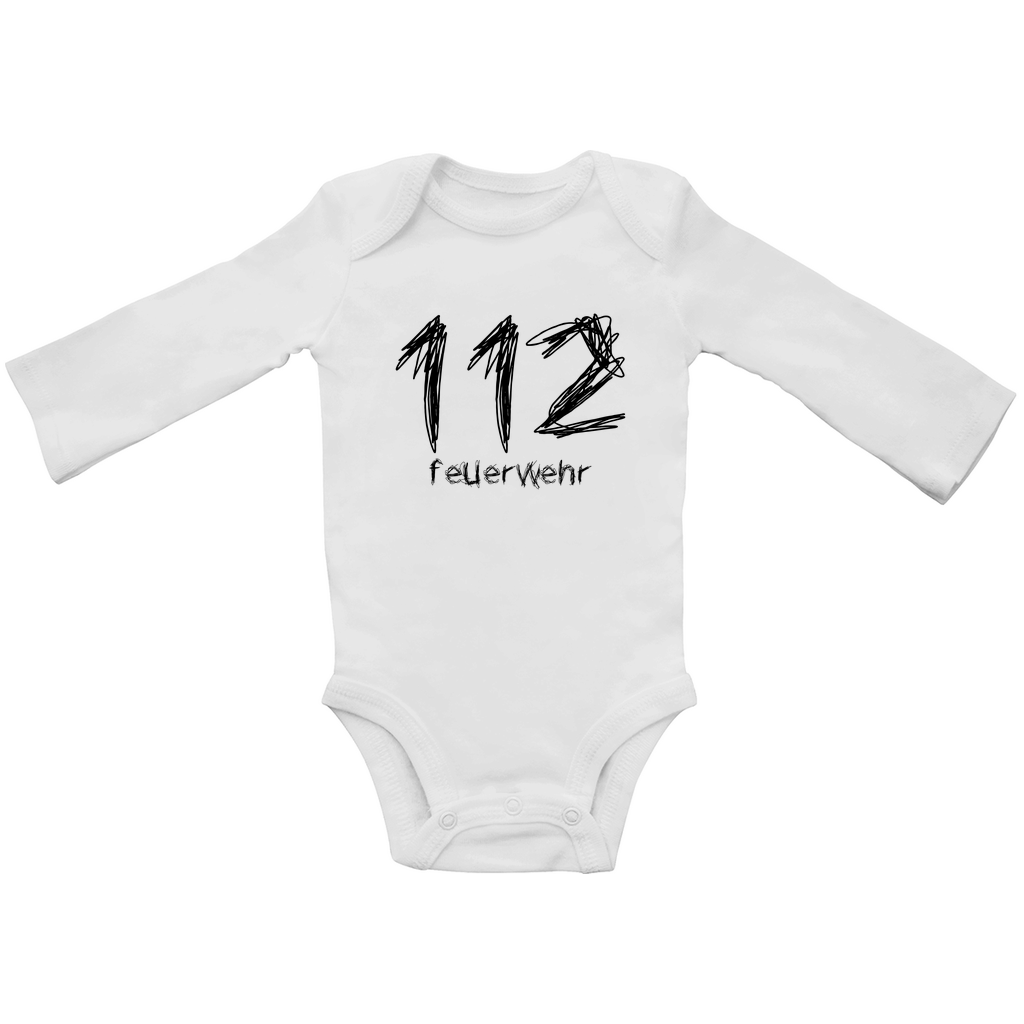 Baby Bio Bodysuite Langarm - 112 Feuerwehr Gekritzel