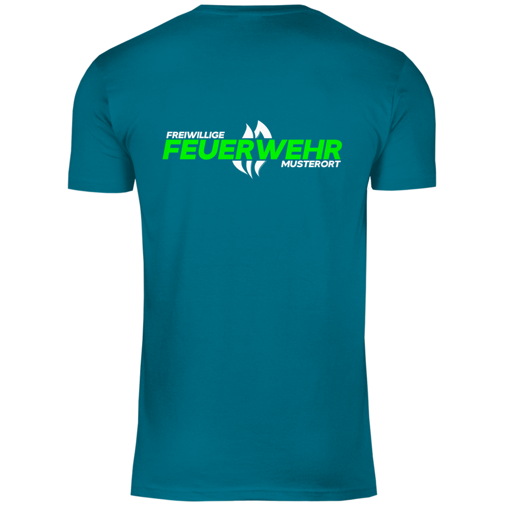 Herren T-Shirt - Flamme Freiwillige Feuerwehr Grün (Personalisierbar)