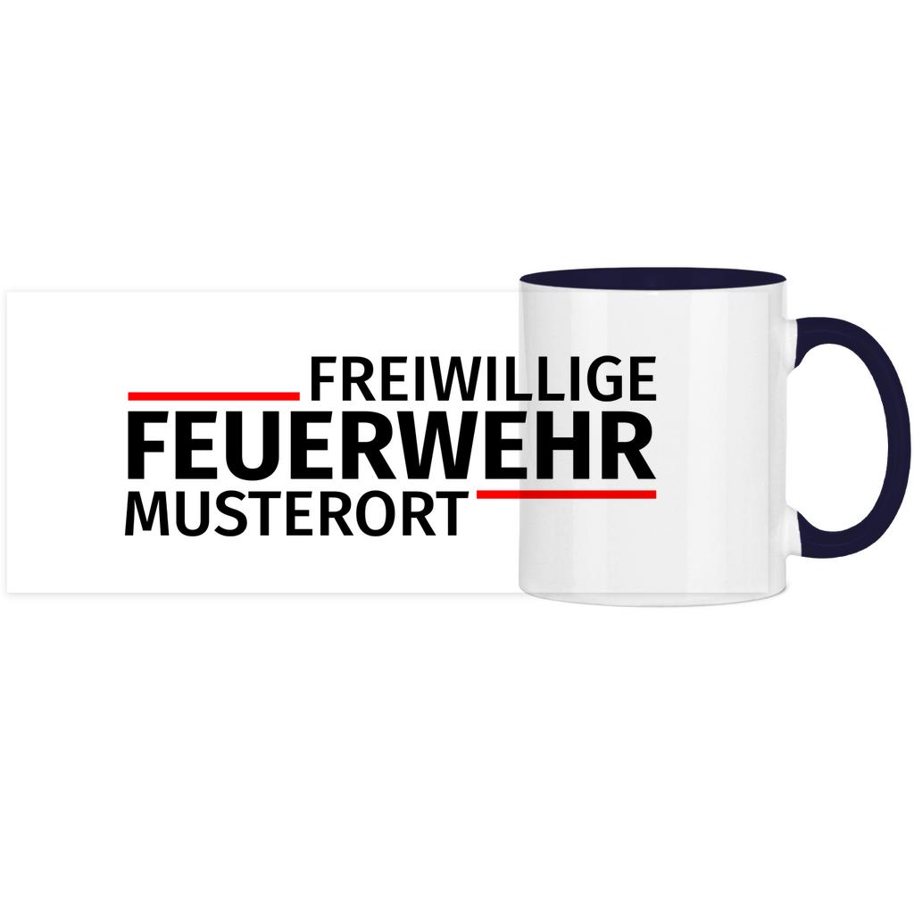 Panorama Tasse zweifarbig - Modern Freiwillige Feuerwehr (Personalisierbar)