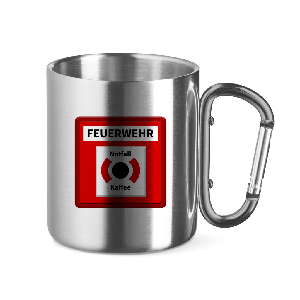 Edelstahltasse mit Karabinergriff - Brandmelder