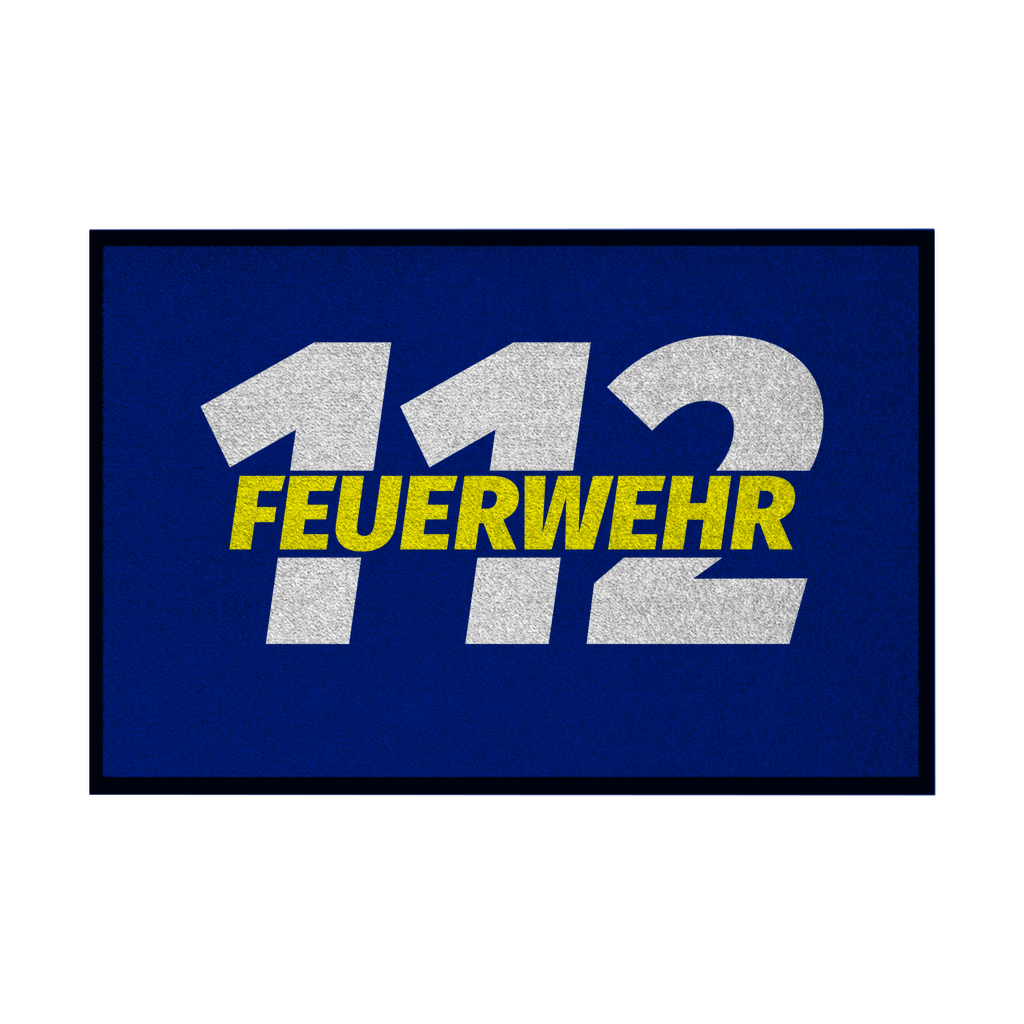 Fußmatte mit Gummirand - 112 Feuerwehr Gelb