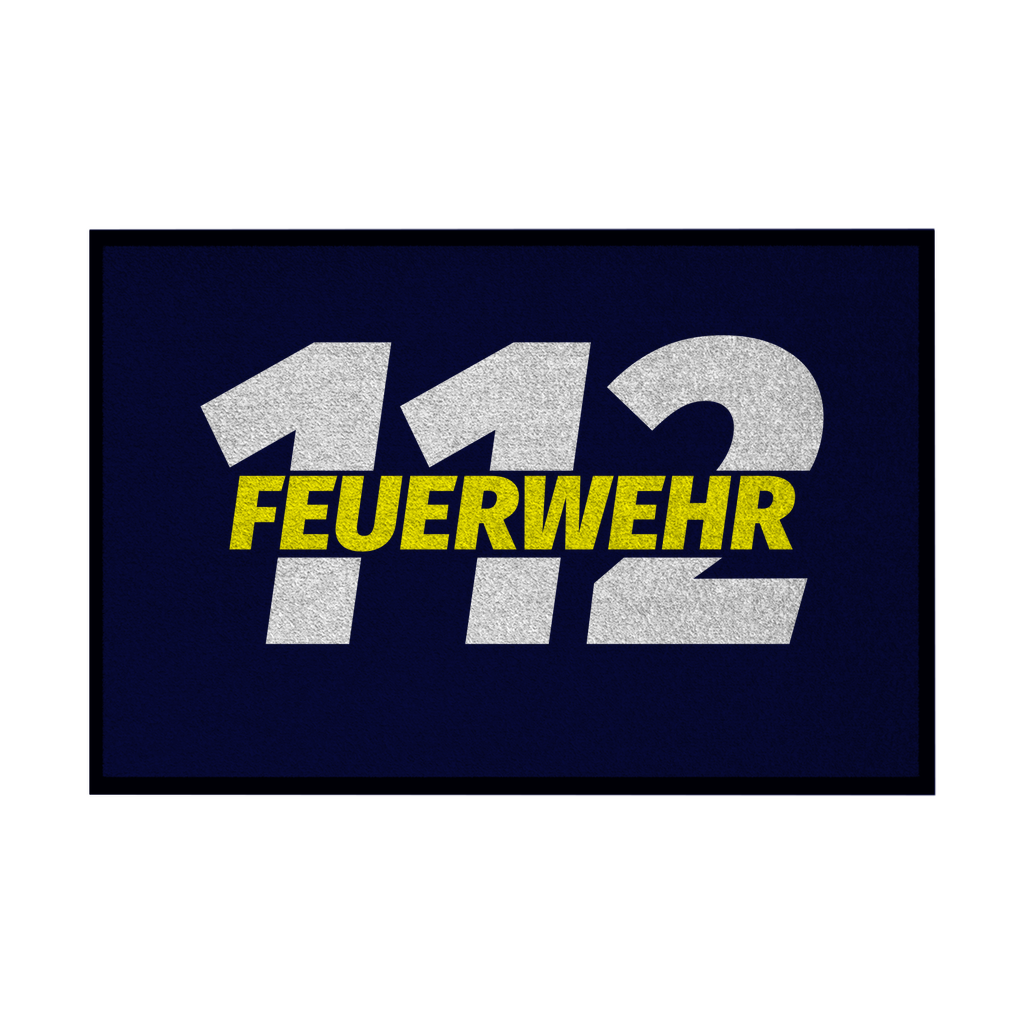 Fußmatte mit Gummirand - 112 Feuerwehr Gelb