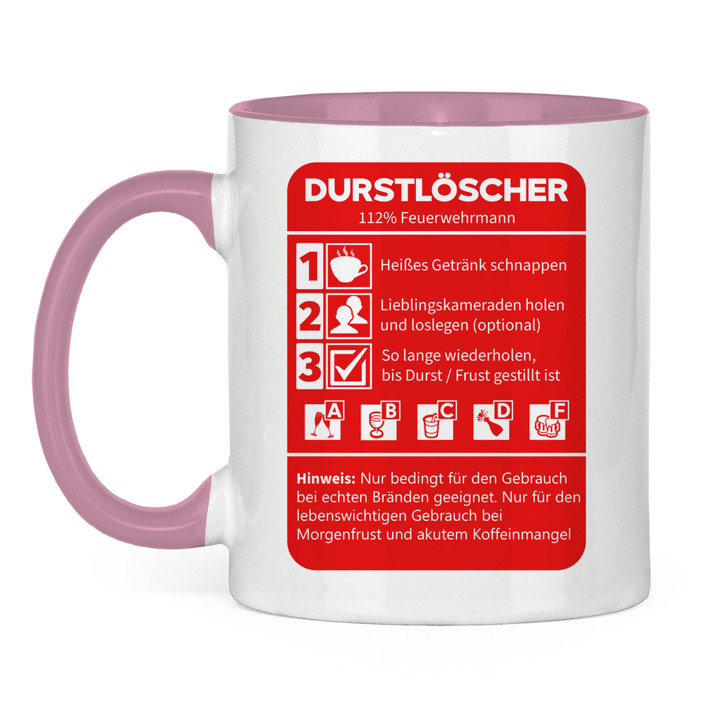Tasse zweifarbig - Morgen Durstlöscher Feuerwehrmann
