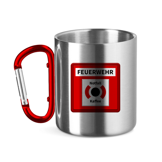 Edelstahltasse mit Karabinergriff - Brandmelder
