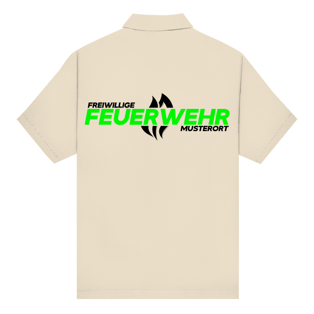 Unisex Poloshirt - Flamme Freiwillige Feuerwehr Grün (Personalisierbar)