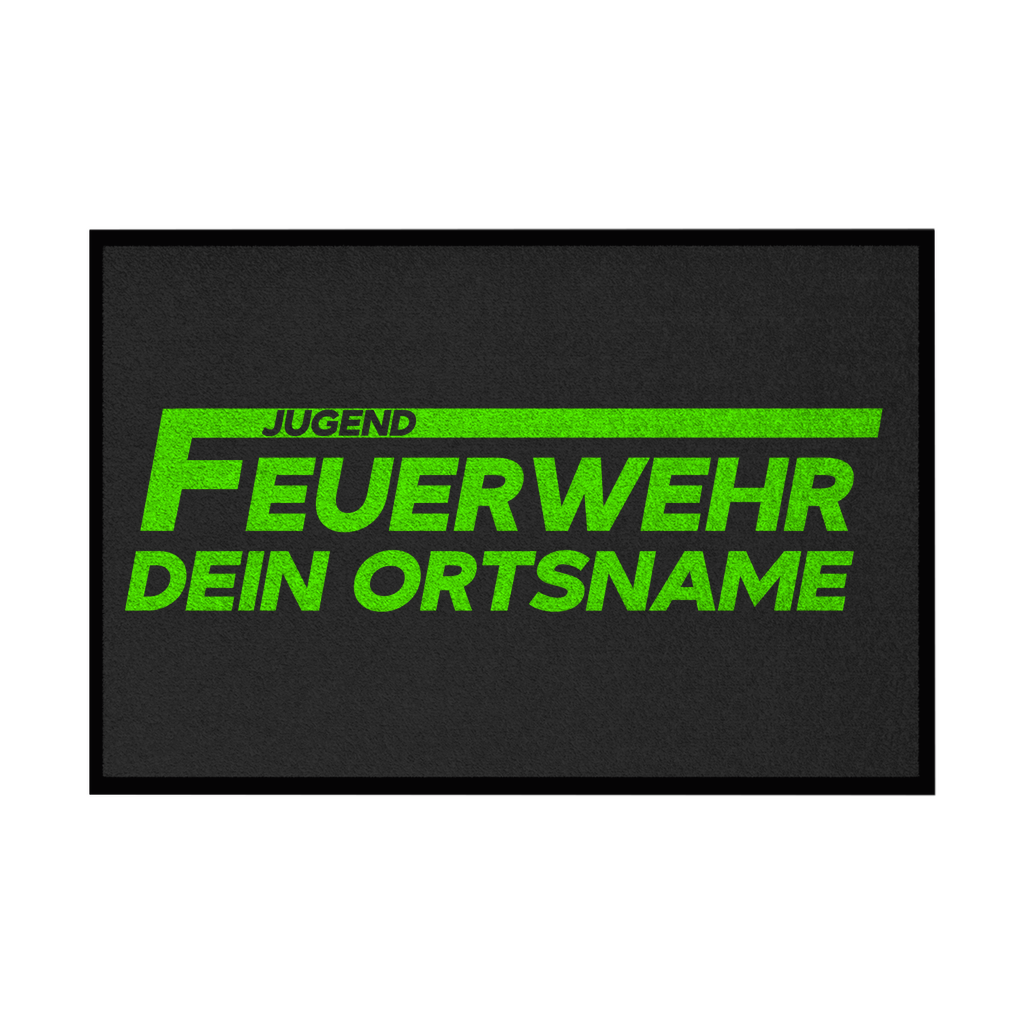Fußmatte mit Gummirand - Jugendfeuerwehr Grün (Personalisierbar)
