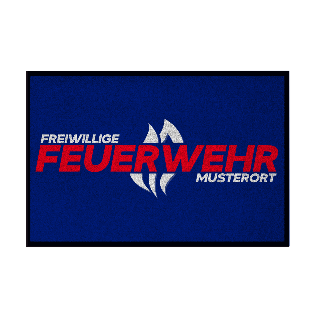 Fußmatte mit Gummirand - Flamme Freiwillige Feuerwehr Rot (Personalisierbar)