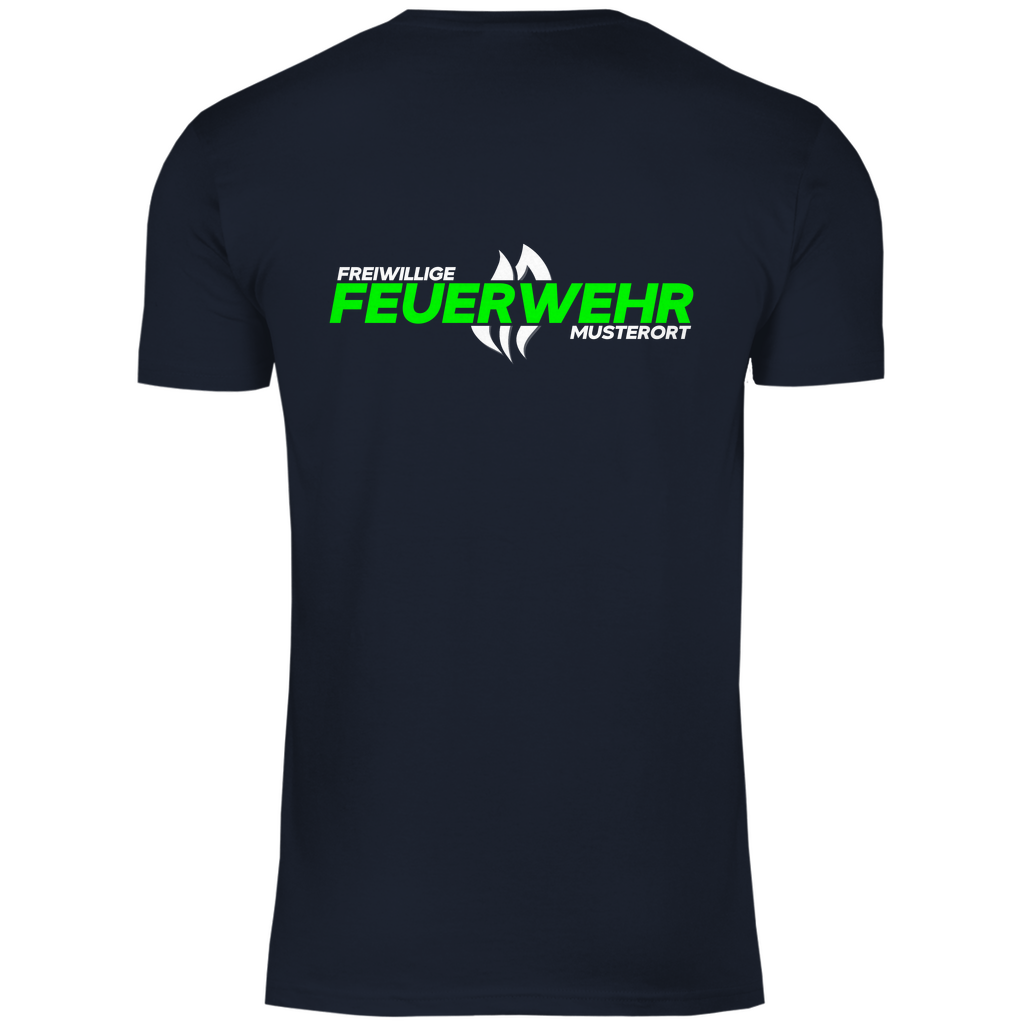 Herren T-Shirt - Flamme Freiwillige Feuerwehr Grün (Personalisierbar)