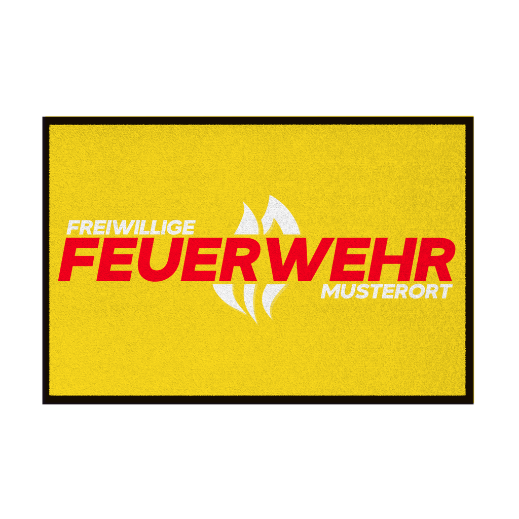 Fußmatte mit Gummirand - Flamme Freiwillige Feuerwehr Rot (Personalisierbar)