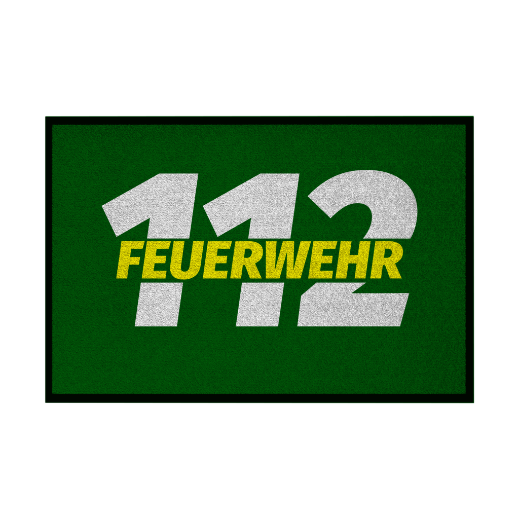 Fußmatte mit Gummirand - 112 Feuerwehr Gelb