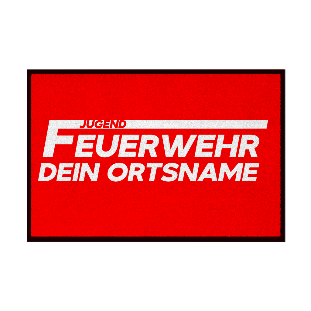 Fußmatte mit Gummirand - Jugendfeuerwehr Weiß (Personalisierbar)