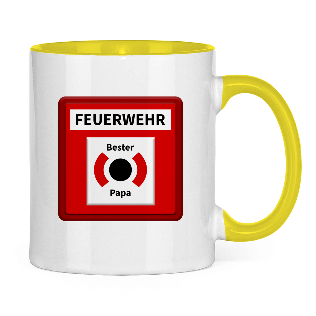 Tasse zweifarbig - Brandmelder Bester Papa