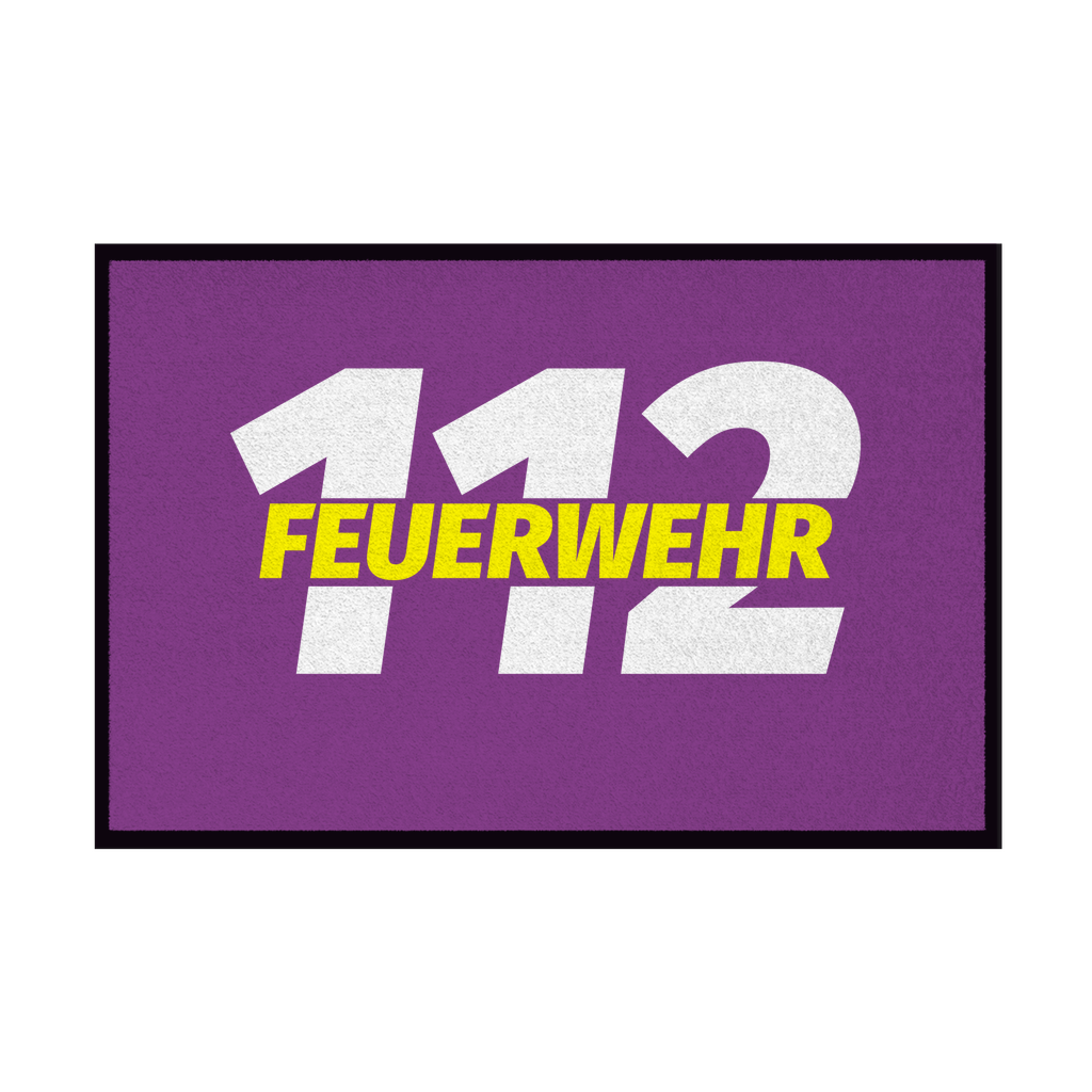 Fußmatte mit Gummirand - 112 Feuerwehr Gelb