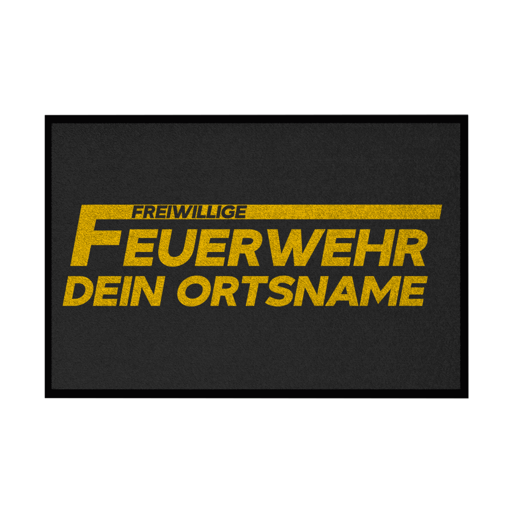 Fußmatte mit Gummirand - Freiwillige Feuerwehr Gelb (Personalisierbar)