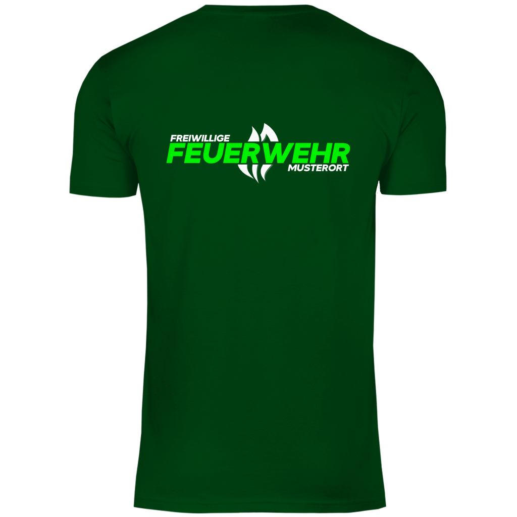 Herren T-Shirt - Flamme Freiwillige Feuerwehr Grün (Personalisierbar)