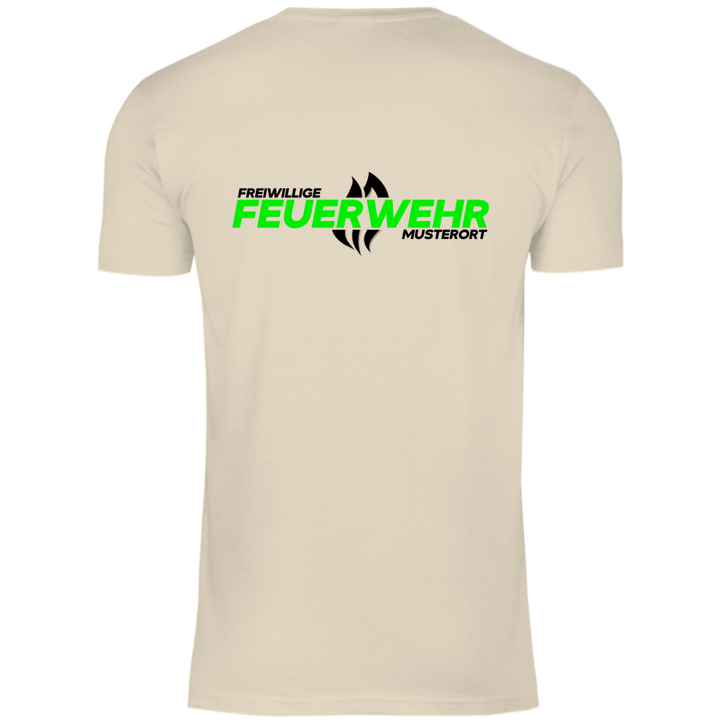 Herren T-Shirt - Flamme Freiwillige Feuerwehr Grün (Personalisierbar)