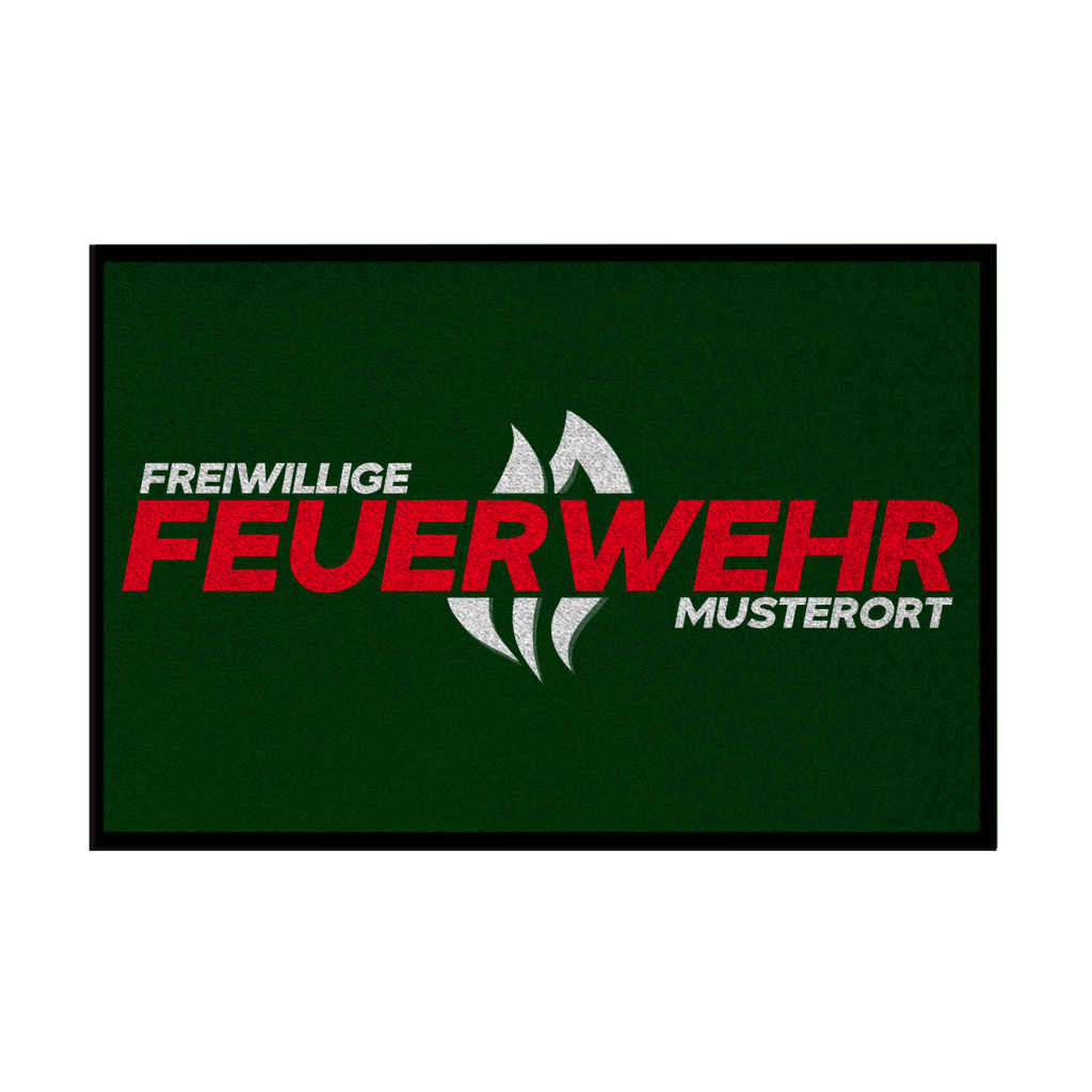 Fußmatte mit Gummirand - Flamme Freiwillige Feuerwehr Rot (Personalisierbar)