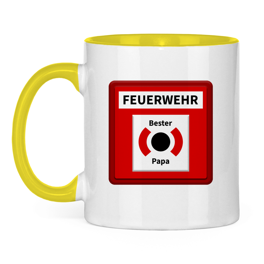 Tasse zweifarbig - Brandmelder Bester Papa