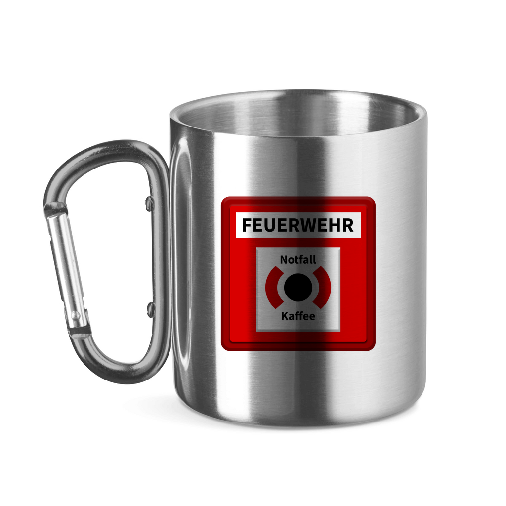 Edelstahltasse mit Karabinergriff - Brandmelder