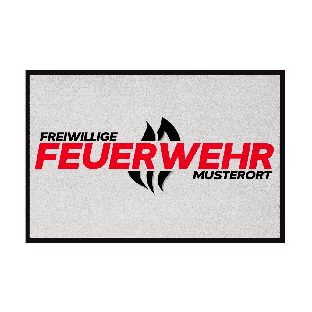 Fußmatte mit Gummirand - Flamme Freiwillige Feuerwehr Rot (Personalisierbar)
