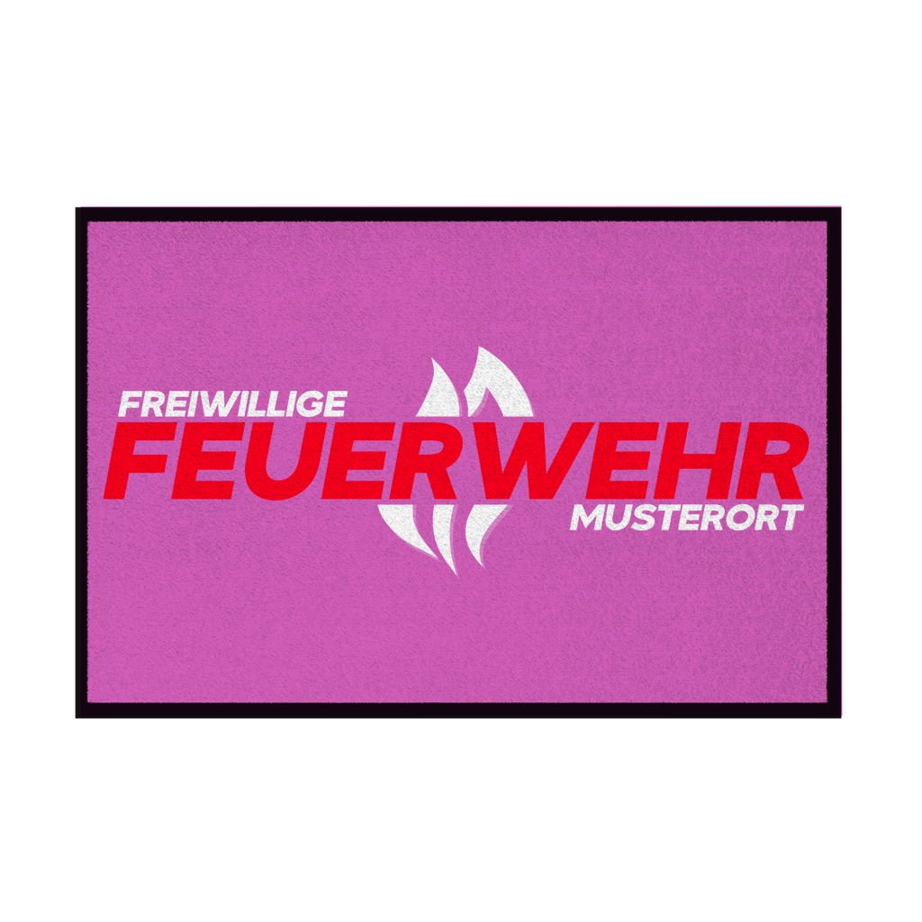 Fußmatte mit Gummirand - Flamme Freiwillige Feuerwehr Rot (Personalisierbar)