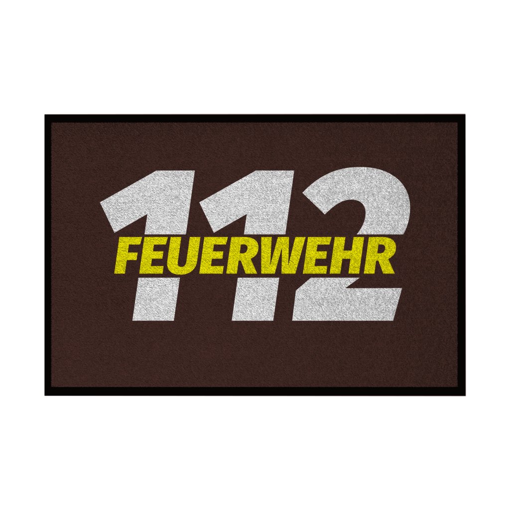 Fußmatte mit Gummirand - 112 Feuerwehr Gelb