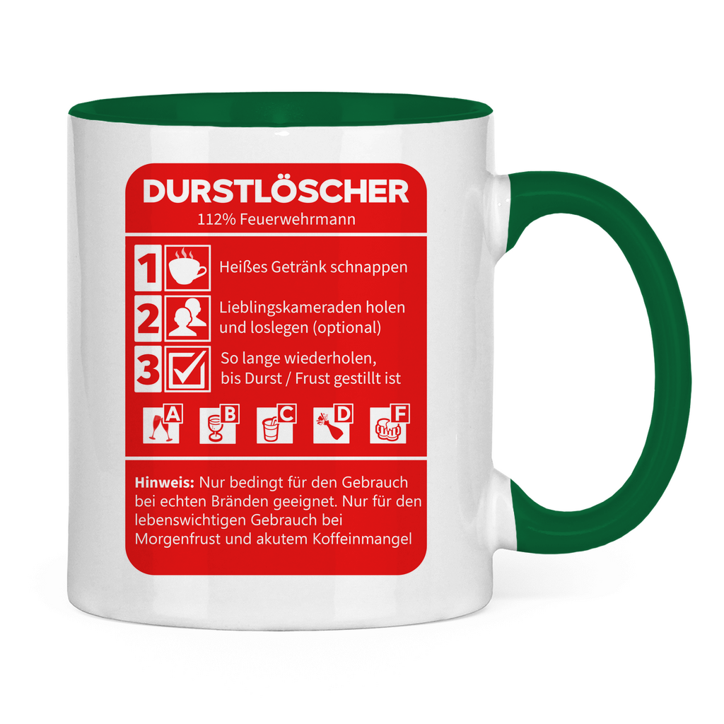 Tasse zweifarbig - Morgen Durstlöscher Feuerwehrmann