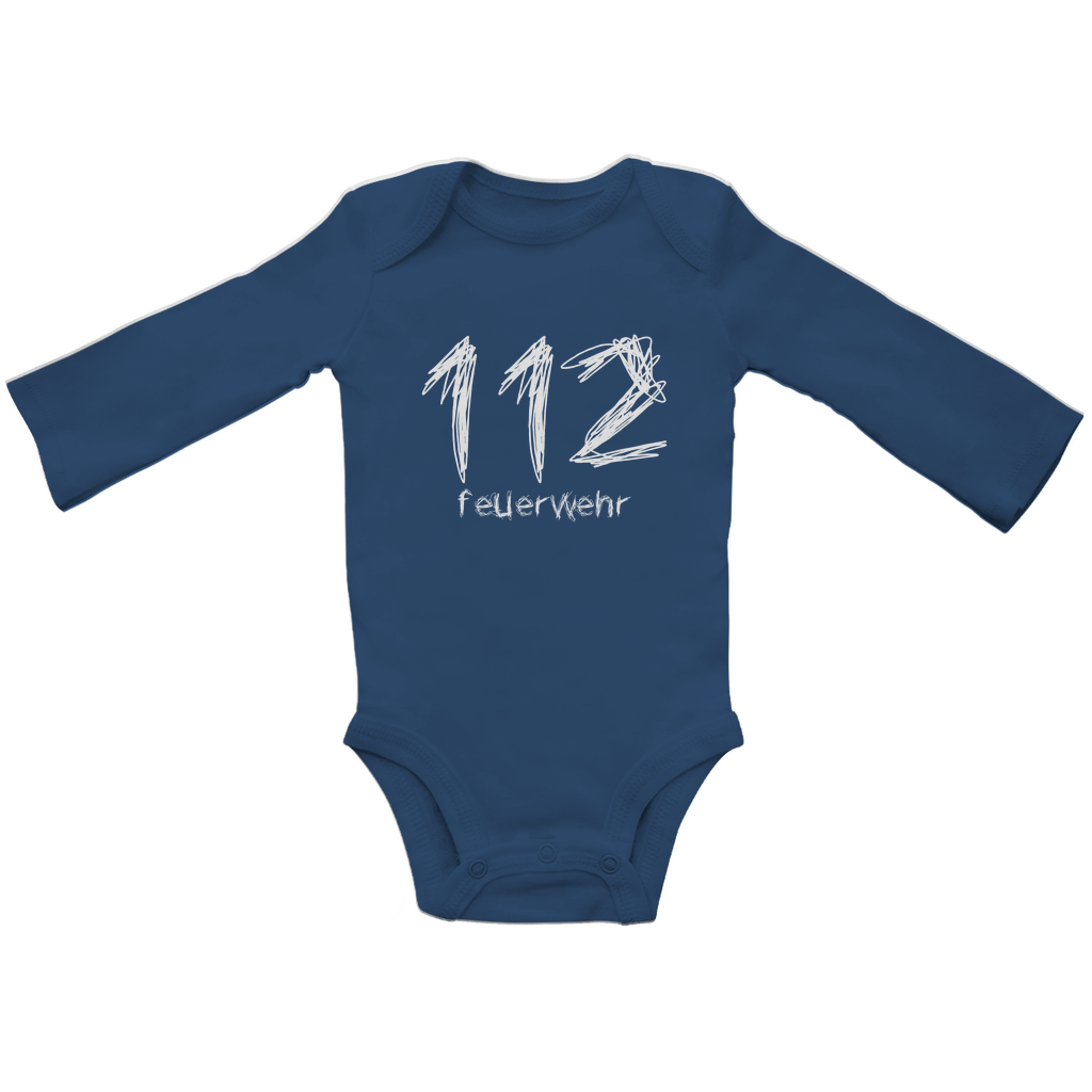 Baby Bio Bodysuite Langarm - 112 Feuerwehr Gekritzel