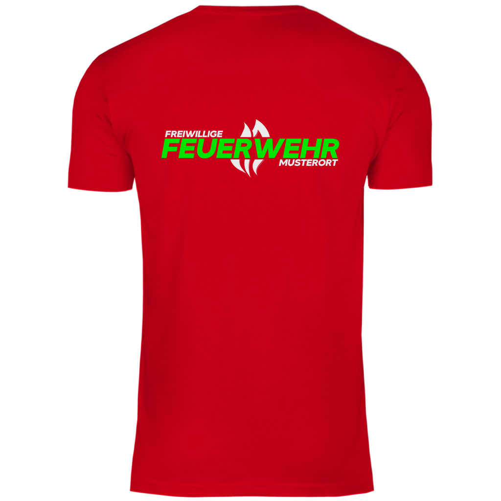 Herren T-Shirt - Flamme Freiwillige Feuerwehr Grün (Personalisierbar)