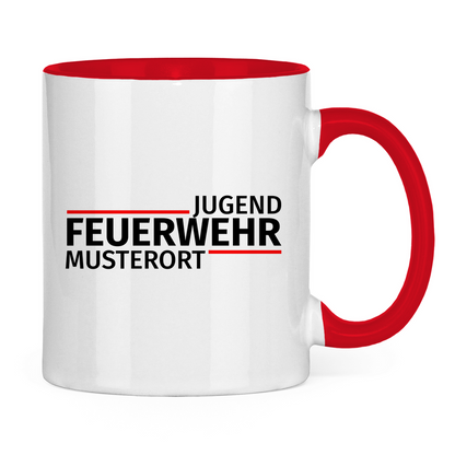 Tasse zweifarbig - Modern Jugendfeuerwehr [Personalisierbar]