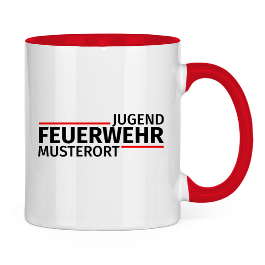 Tasse zweifarbig - Modern Jugendfeuerwehr [Personalisierbar]