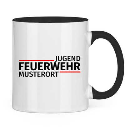 Tasse zweifarbig - Modern Jugendfeuerwehr [Personalisierbar]