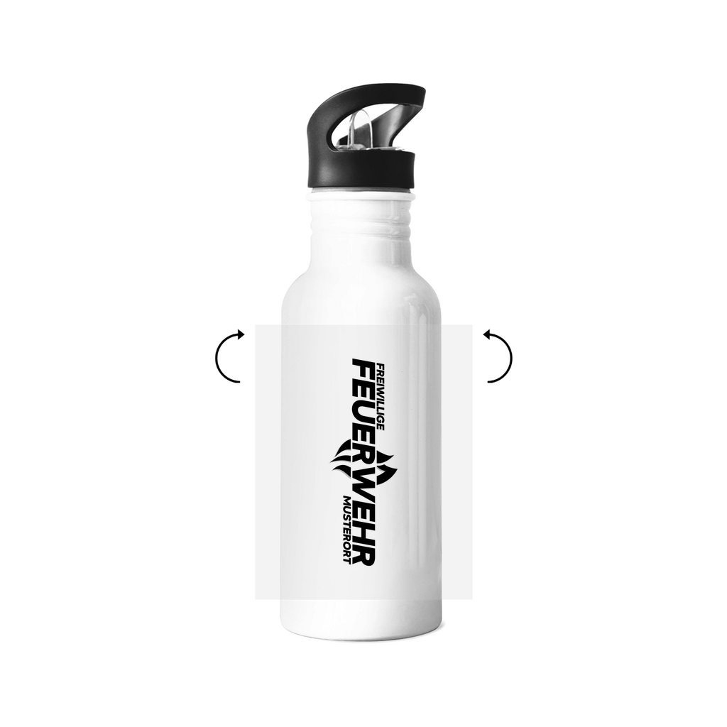 Edelstahl-Trinkflasche - Flamme Freiwillige Feuerwehr Schwarz [Personalisierbar]