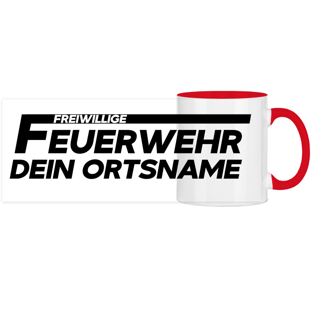 Panorama Tasse zweifarbig - Freiwillige Feuerwehr [Personalisierbar]