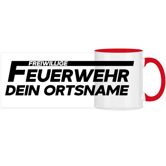 Panorama Tasse zweifarbig - Freiwillige Feuerwehr [Personalisierbar]