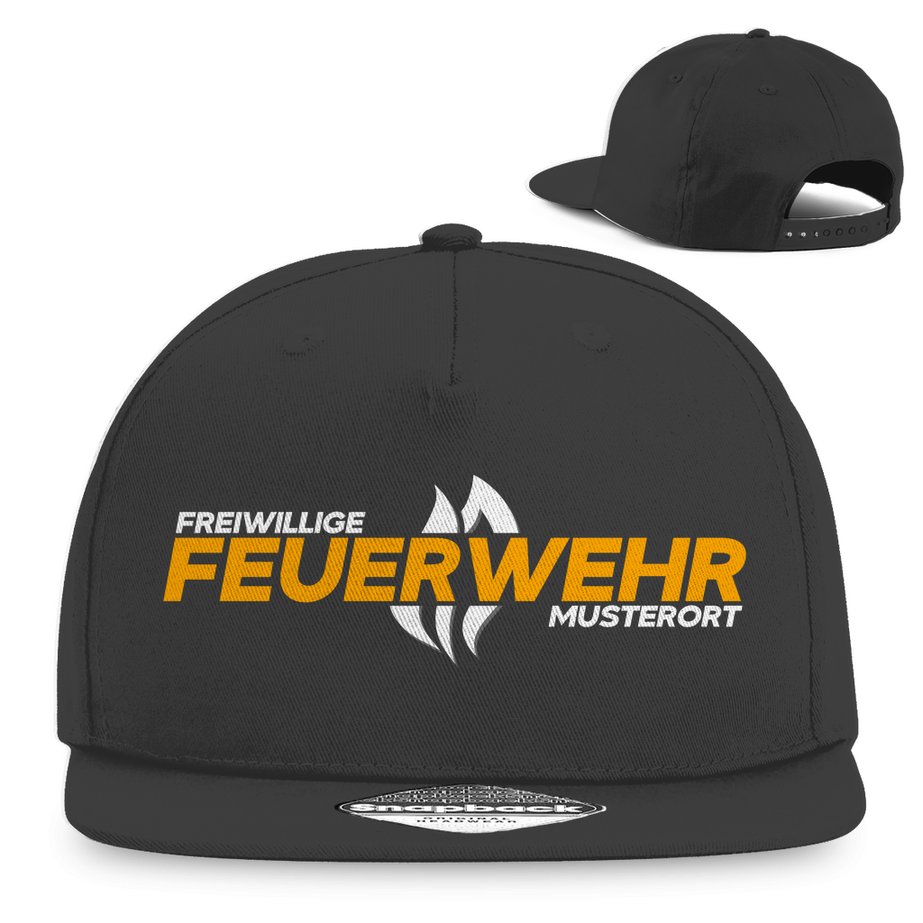 Snapback Rapper Cap - Flamme Freiwillige Feuerwehr Gelb [Personalisierbar]